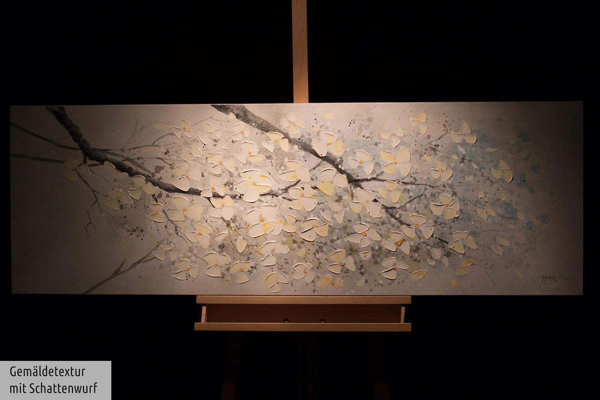 ACRYLBILD HANDGEMALT 150/50 cm - Beige/Weiß, Holz/Textil (150/50cm) - KUNSTLOFT