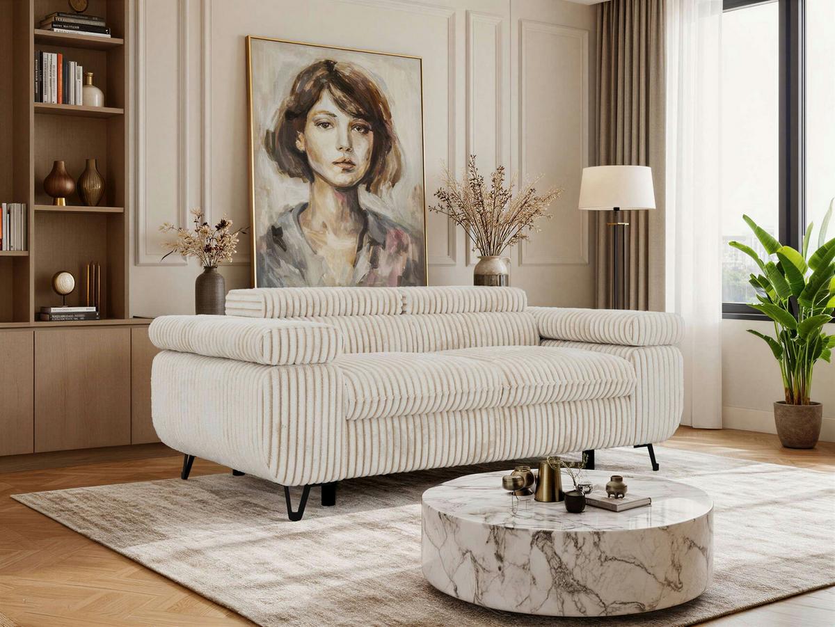 2-SITZER SOFA PETER - Beige Cord - Beige/Creme, Textil/Metall (200/76/99cm) - MKS