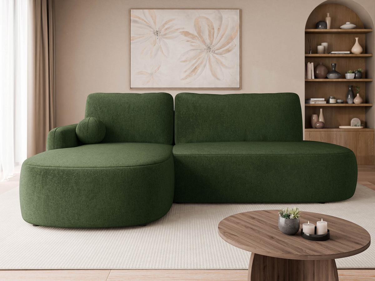 ECKSOFA Loridu O, Seite: Links - Dunkelgrün/Schwarz, Holz/Kunststoff (274/174cm) - MIRJAN24