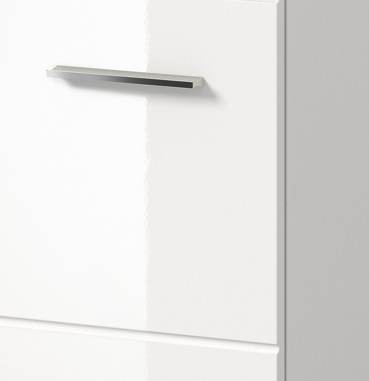 KOMMODE weiß Hochglanz 80 x 81 cm, Sideboard 2-türig - Weiß Hochglanz/Silberfarben, Holzwerkstoff/Kunststoff (80/81/34cm) - Inn.Furn