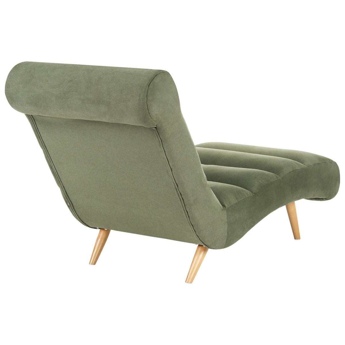 CHAISELONGUE Stoff Grün Rives - Hellbraun/Braun, Textil (78/97/160cm) - Beliani