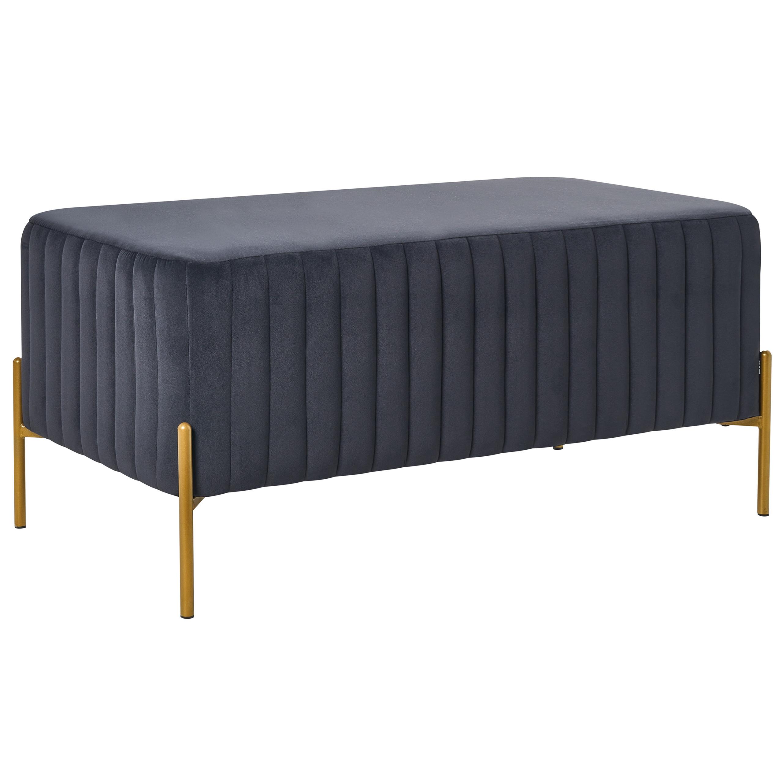 POLSTERBANK Samtstoff Schwarz Utah - Schwarz, Textil (91/43/47cm) - Beliani