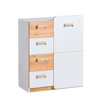 KOMMODE MANTI 80/99,5/40cm mit 4 Schubladen 1 Türen Weiß - Eichefarben/Weiß, Holzwerkstoff (80/99.5/40cm) - MASSENO