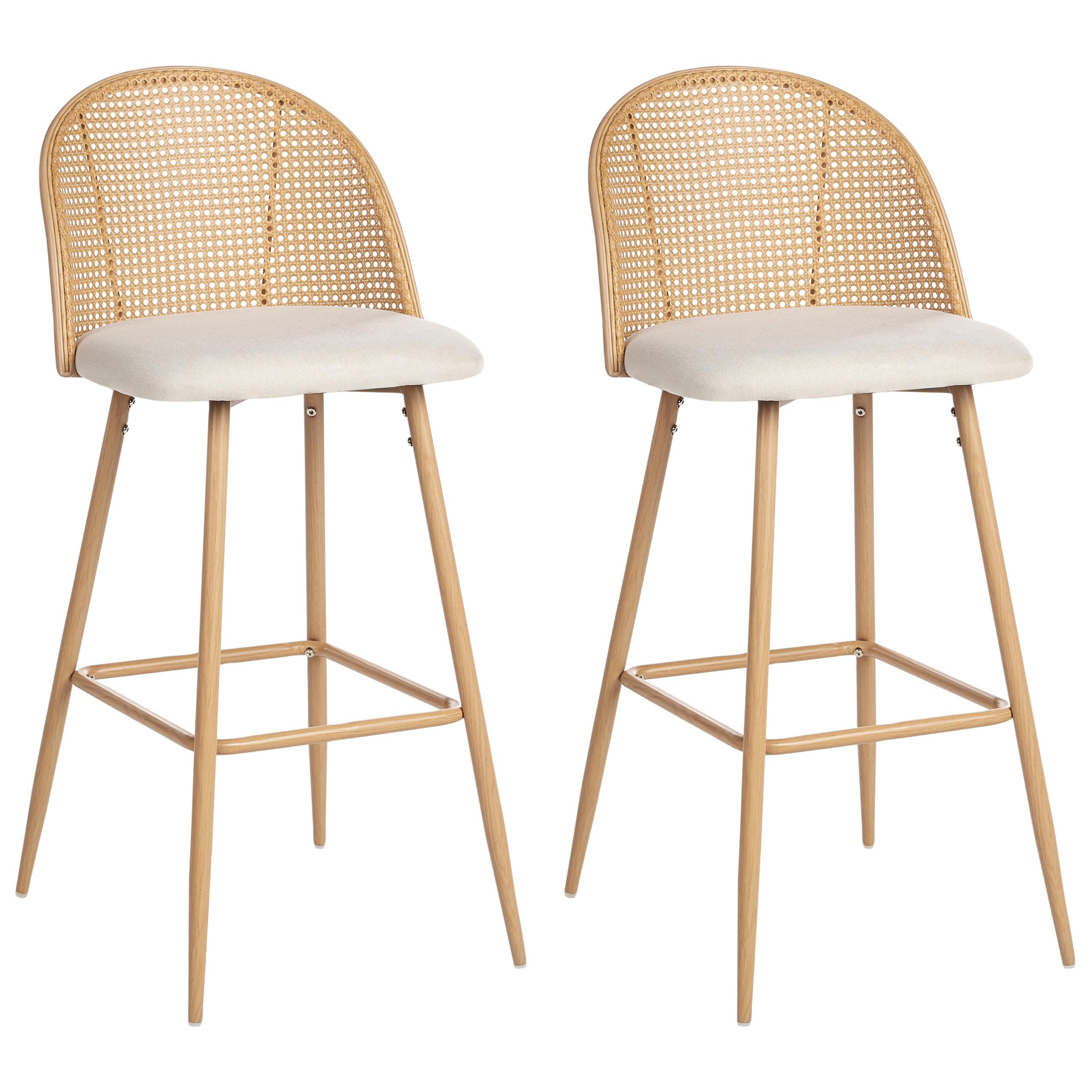 BARSTÜHLEN 2er-Set Hellbraun Cornell - Beige/Braun, Metall (46/104/51cm) - Beliani