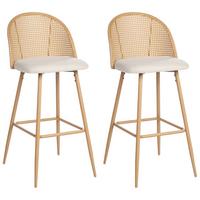 BARSTÜHLEN 2er-Set Hellbraun Cornell - Beige/Braun, Metall (46/104/51cm) - Beliani
