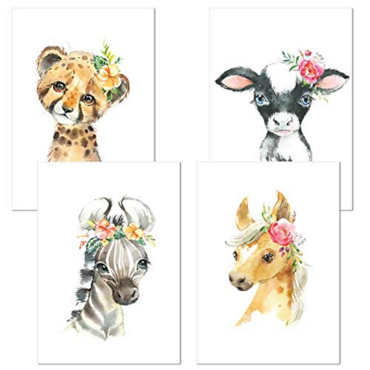 POSTER Set mit 4 Flameanimals A4 Rahmenlos - Klar, Papier (29.7/3cm) - Nacnic