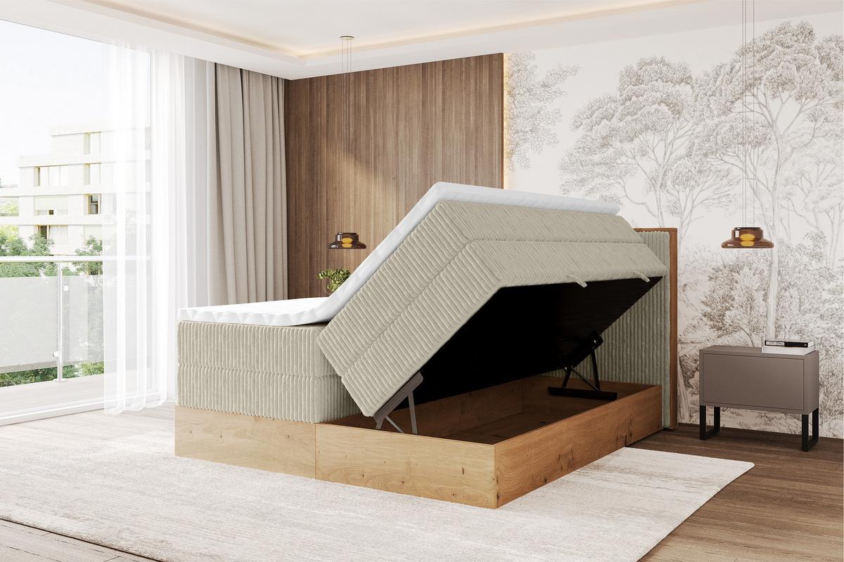 BOXSPRINGBETT LOLLI9 -KING 120x200 - H3/H4 Creme - Beige, Holzwerkstoff (120/200cm) - ALTDECOR
