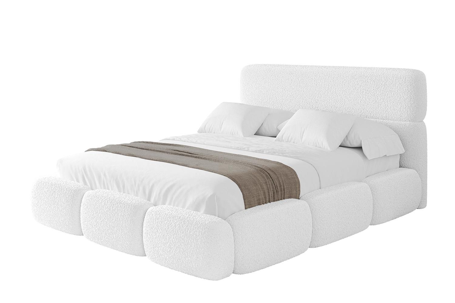 POLSTERBETT mit Bettkasten und Lattenrost, Boxbett ohne Matratze - ELVA 180x200 Weiß - Weiß, Holzwerkstoff/Textil (180/200cm) - ALTDECOR