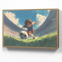 WANDLEUCHTE MIT AKKU Stadion - Fußballer - Ball 100x70 cm - Blau, Holzwerkstoff (100/70/8cm) - OnlyWow