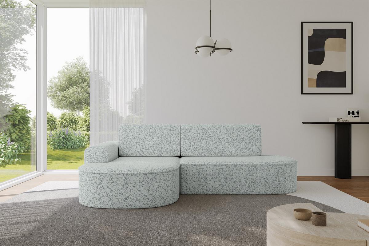 ECKSOFA mit Schlaffunktion und Bettkasten Ottomane Links MARI-L1-S - 283x167x73 cm Grün Tissu - Dunkelgrün/Schwarz, Holzwerkstoff/Kunststoff (283/167cm) - ALTDECOR