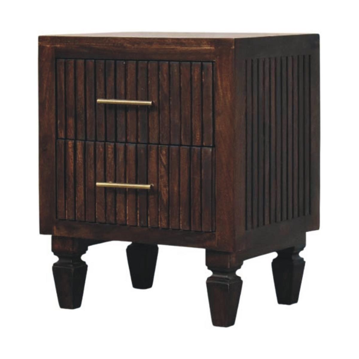 NACHTKASTEN Belmont, 2 Schubladen, Dunkelbraun - Dunkelbraun/Messingfarben, Holz/Metall (45/55/35cm) - Artisan Furniture