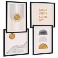 BILDER SET 4er Set - 50x50 cm & 40x60 cm Schwarzer Rahmen - Abstrakte geometrische Formen - Schwarz, Kunststoff (50/50cm) - TULUP