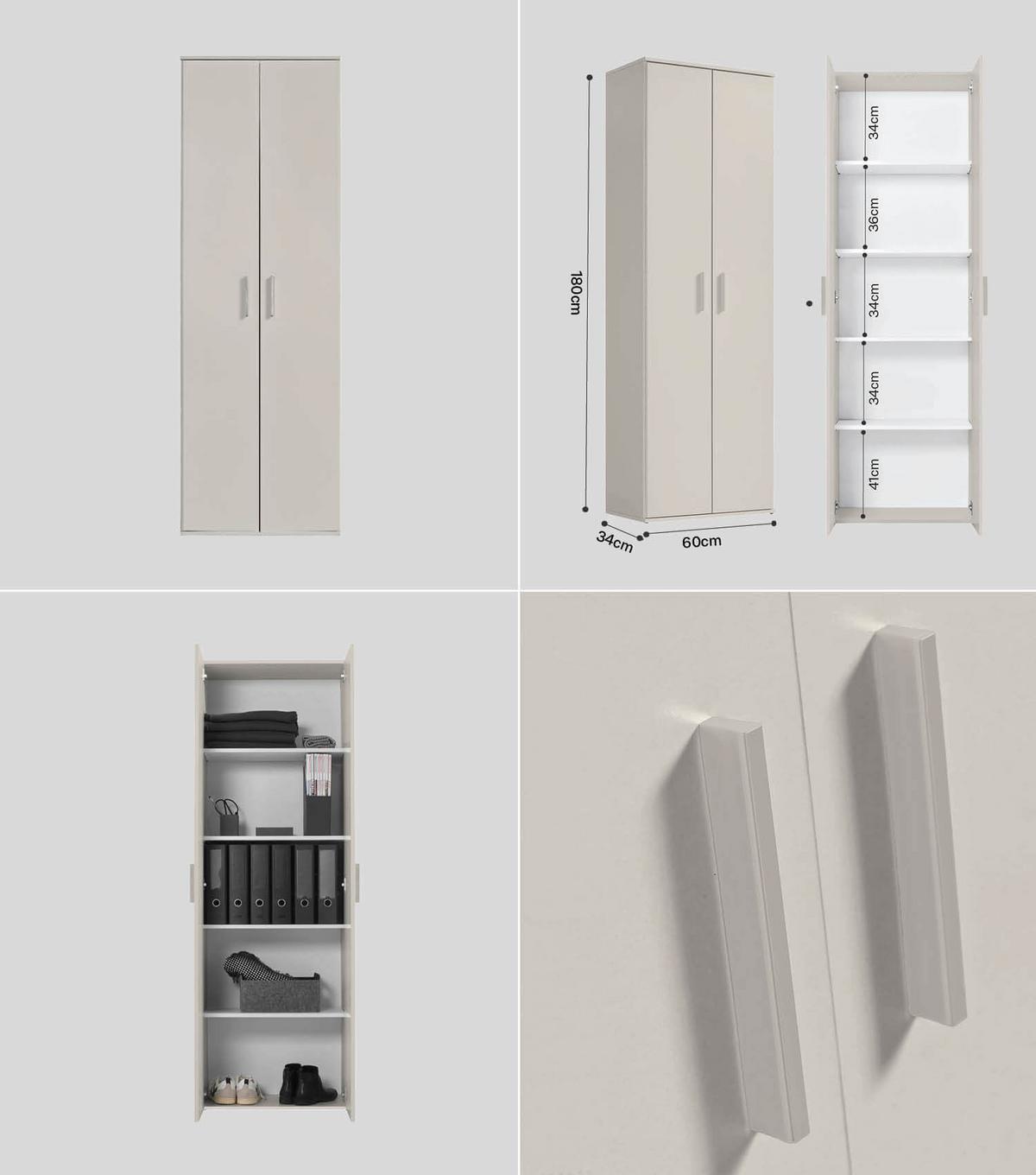 MEHRZWECKSCHRANK SET Der Allzweckwaffe - Kaschmir, Holzwerkstoff (60/180/34cm) - Mokebo