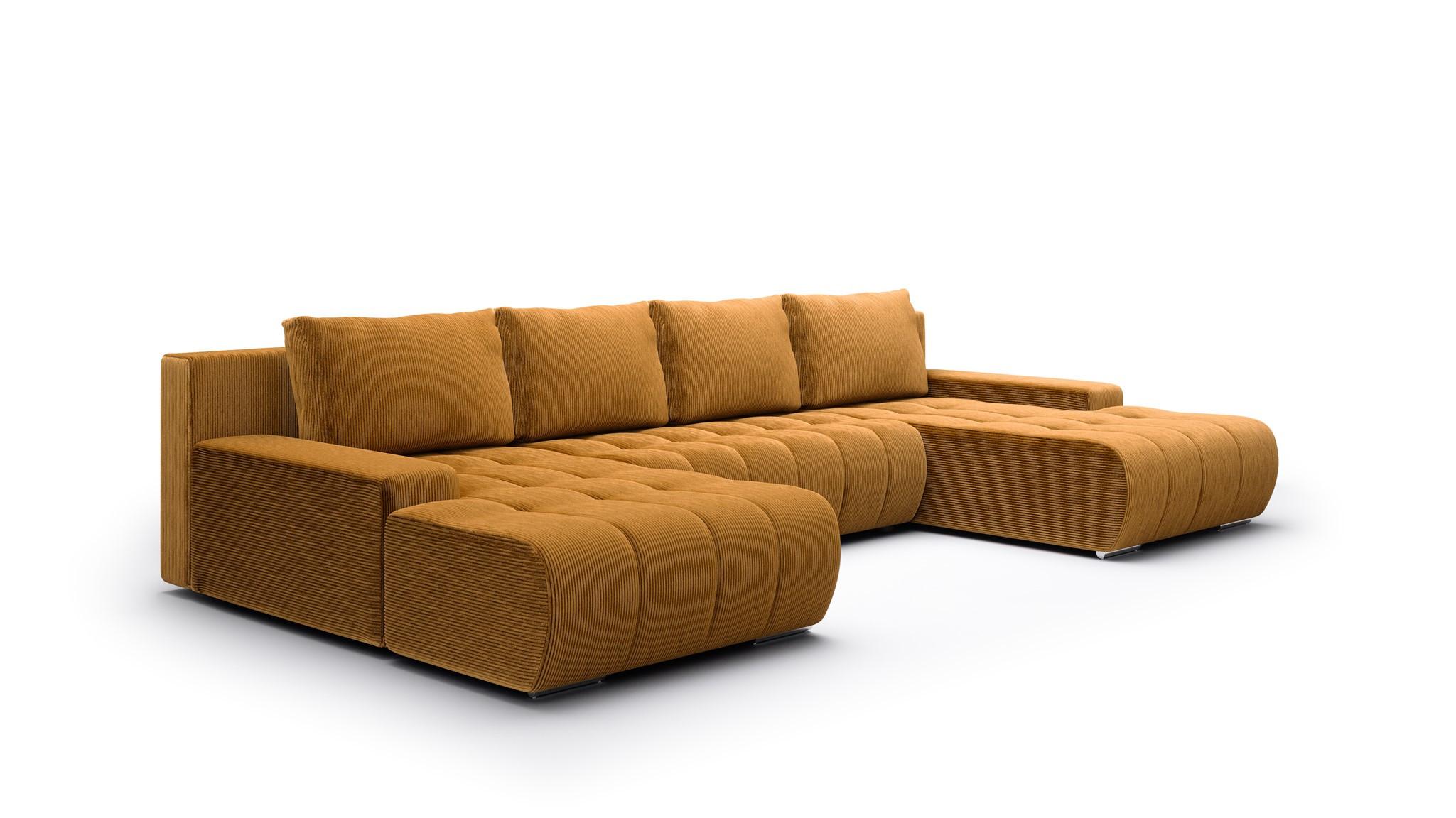 WOHNLANDSCHAFT Vogar In Poso - Dunkelgelb, Holzwerkstoff/Textil (350/85/185cm) - Fun Möbel