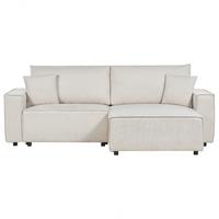 3-SITZER-ECKSOFA beige rechtsseitig mit Schlaffunktion Stauraum Karila - Beige, Textil (250/150cm) - Beliani