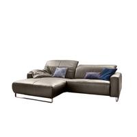 ECKSOFA YORK Lavagrau Leder - Greige/Silberfarben, Leder (284/180cm) - KAWOLA
