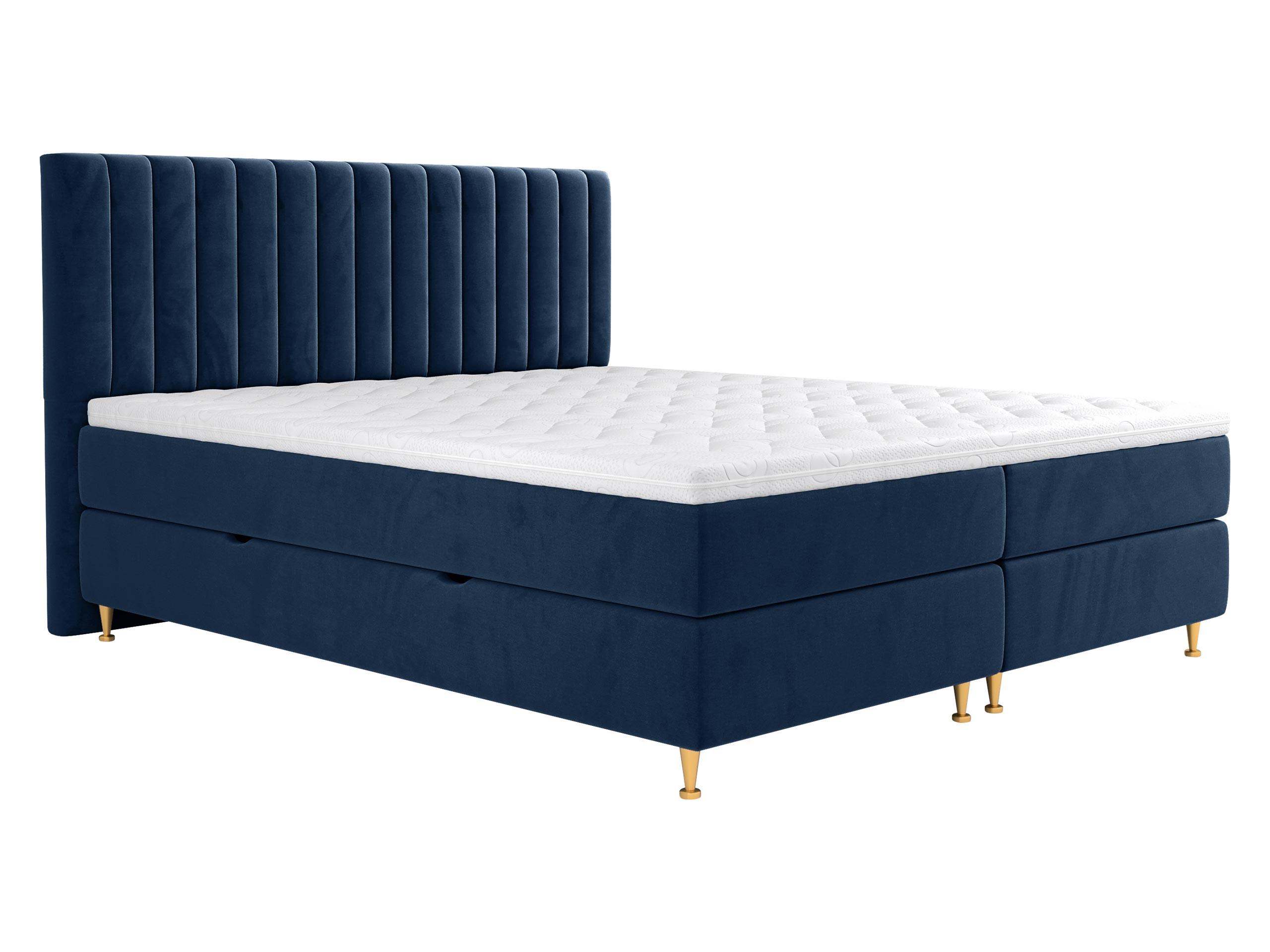 BOXBETT Elegance - H3 - Blau/Goldfarben, Holz/Textil (140/200cm) - MIRJAN24