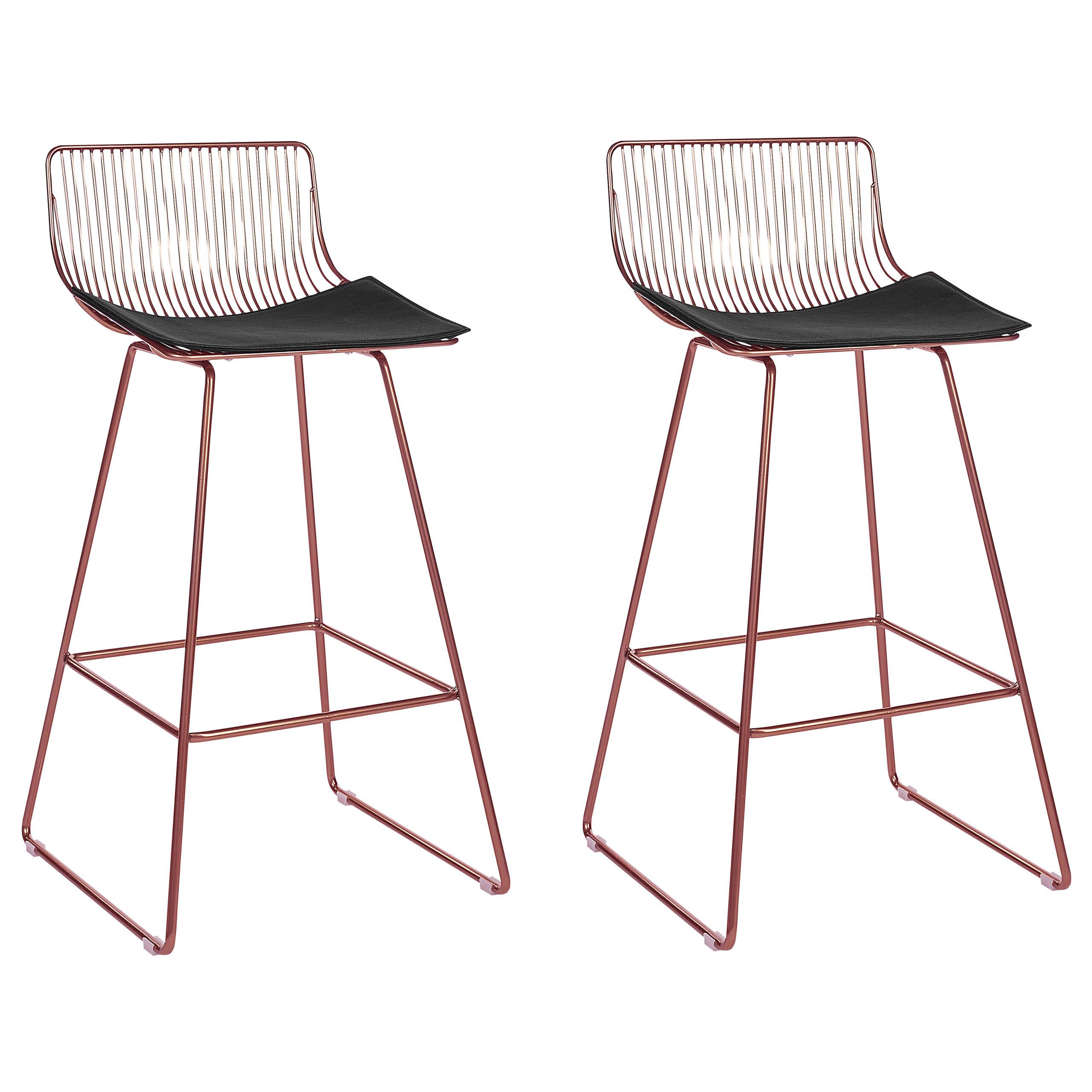 BARSTUHL 2er-Set Metall Roségold Fredonia - Roségold, Textil/Metall (50/97/49cm) - Beliani