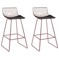 BARSTUHL 2er-Set Metall Roségold Fredonia - Roségold, Textil/Metall (50/97/49cm) - Beliani