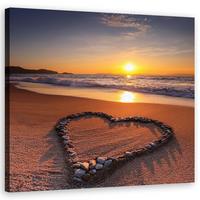 WANDBILD herz liebe strand - Orange, Textil (50/50cm) - Feeby
