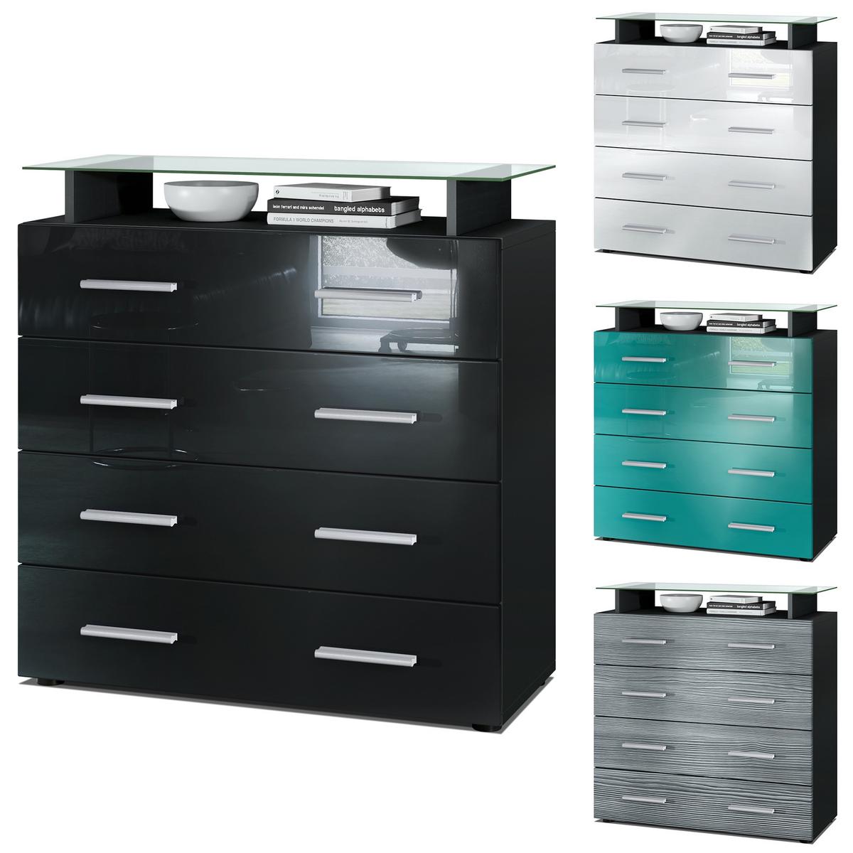 KOMMODE Pavos Brombeer Hochglanz - Brombeere, Holzwerkstoff (76/81/35cm) - Vladon