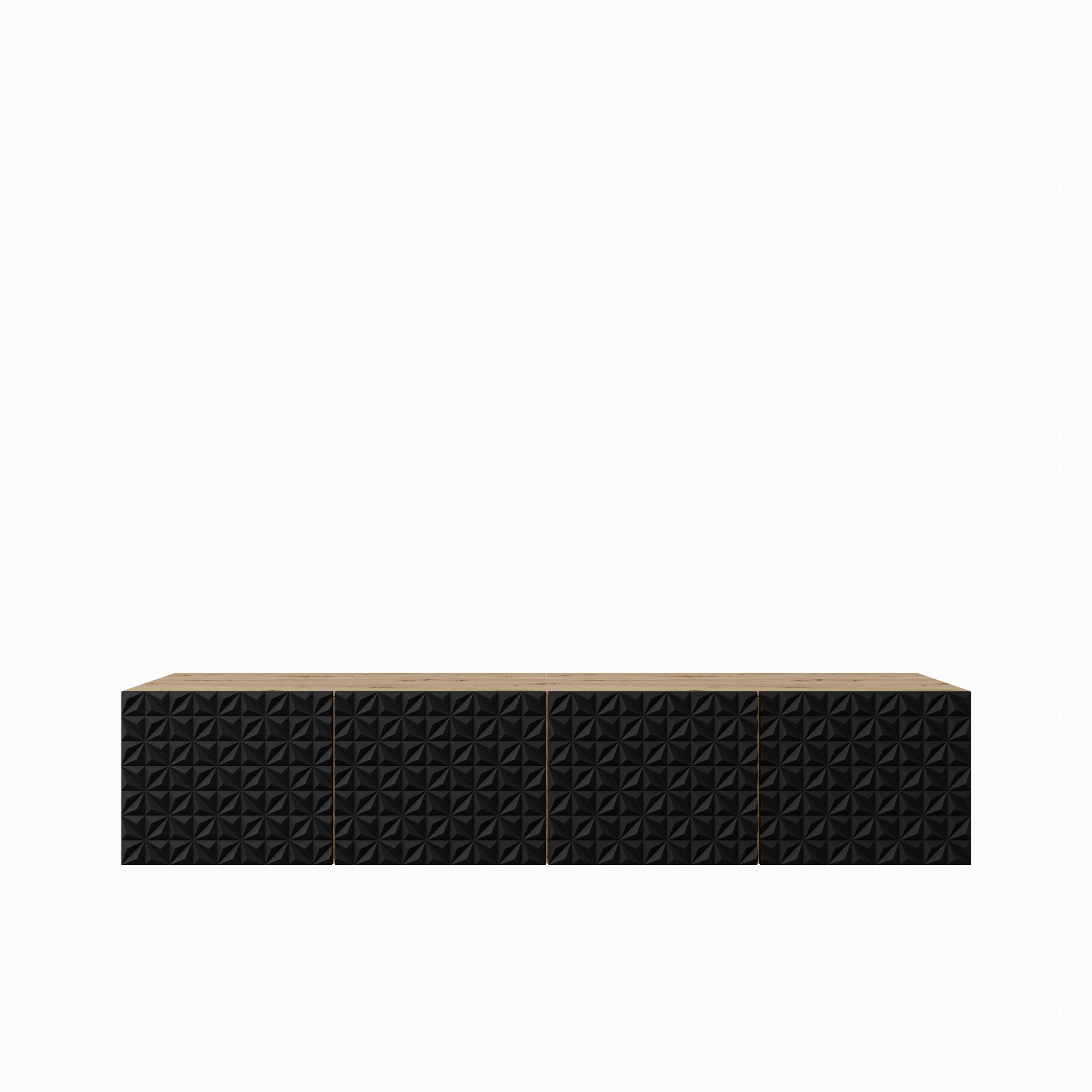 LOWBOARD ROVA 200/41/40 cm, Hängender TV-Schrank Eiche Artisan - Schwarz/Eiche Artisan, Holzwerkstoff (200/41/40cm) - MASSENO