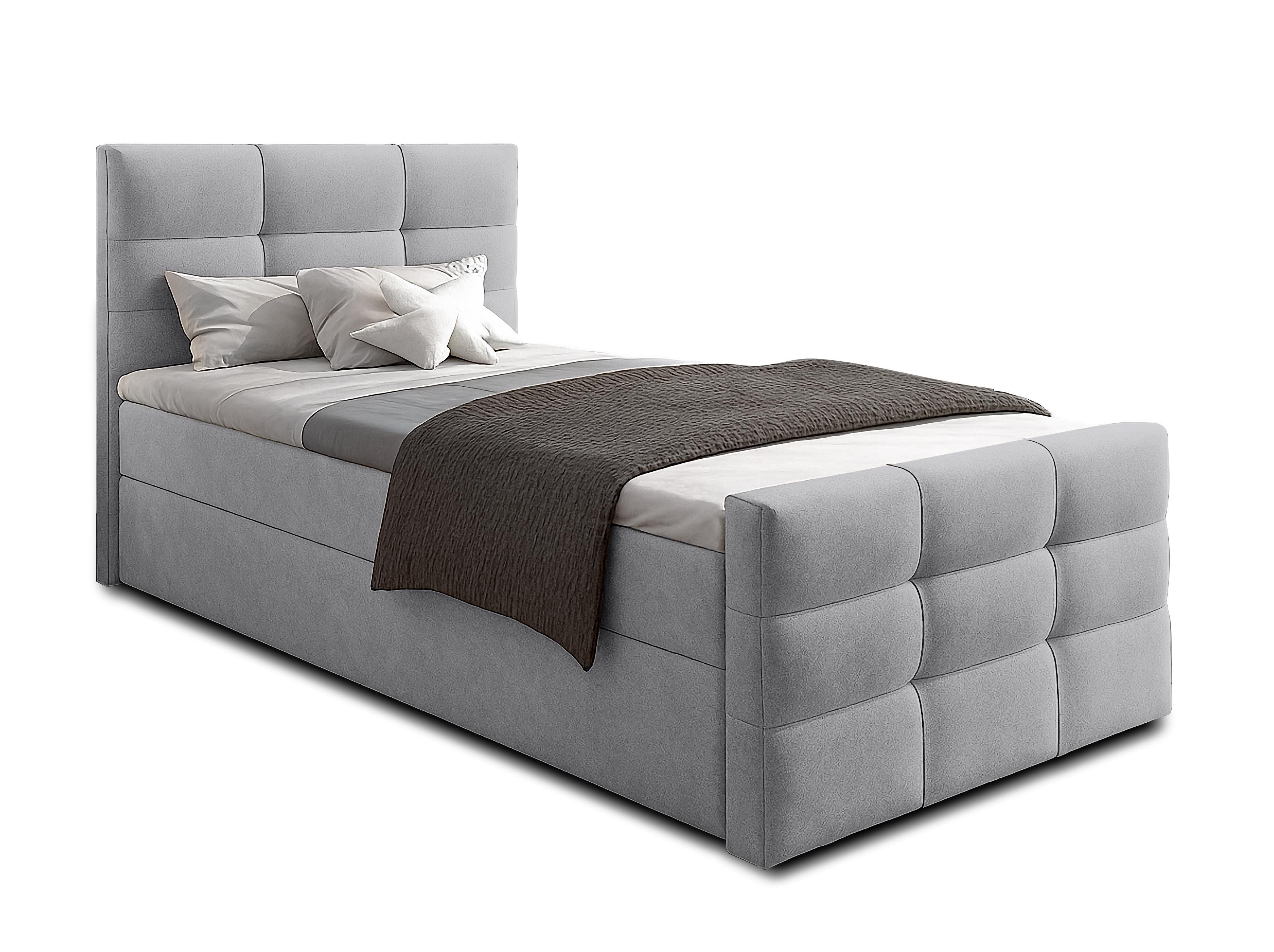 BOXBETT ARGENTARO 100x200 cm mit Bettkasten und Matratze - Grau + TOPPER - Schwarz/Grau, Holz/Holzwerkstoff (100/200cm) - AX Living