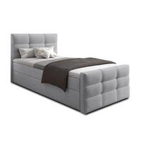 BOXBETT ARGENTARO 100x200 cm mit Bettkasten und Matratze - Grau + TOPPER - Schwarz/Grau, Holz/Holzwerkstoff (100/200cm) - AX Living