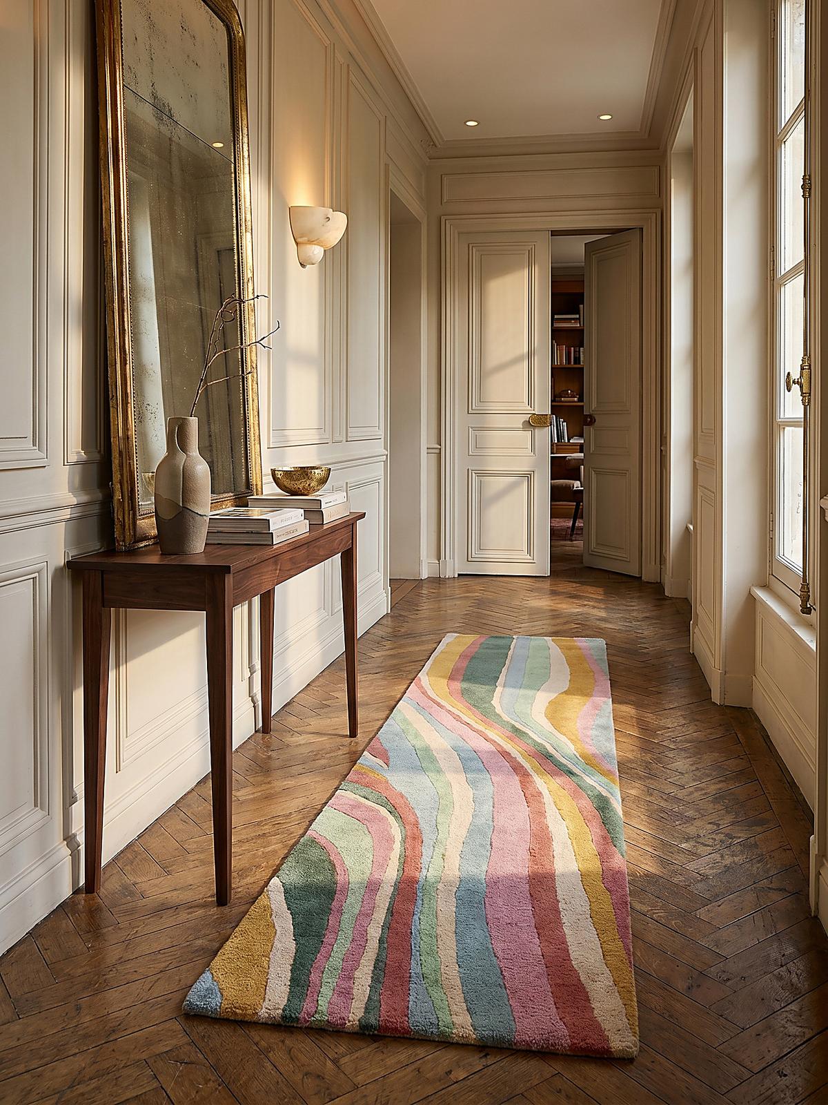 WOLLTEPPICH DERWENT, abstrakt, Grün-Bunt, 60 x 230 cm - Multicolor, Textil (230/60cm) - KADIMA DESIGN