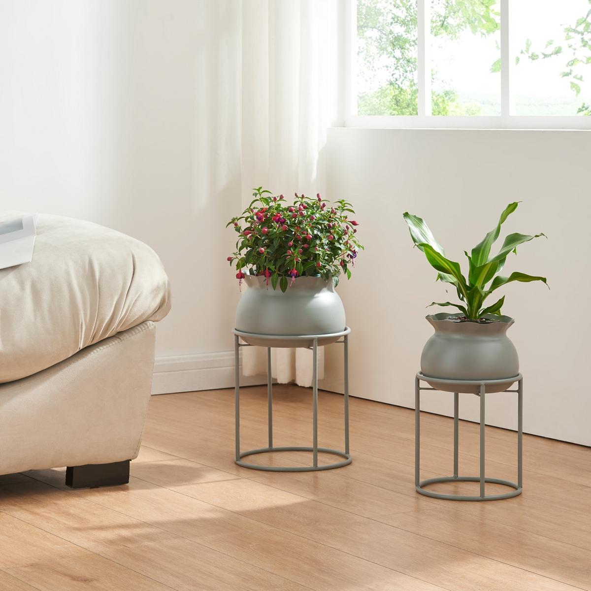 BLUMENSTÄNDER Assen - Grau, Metall (23.5/23.5/38cm) - [en.casa]