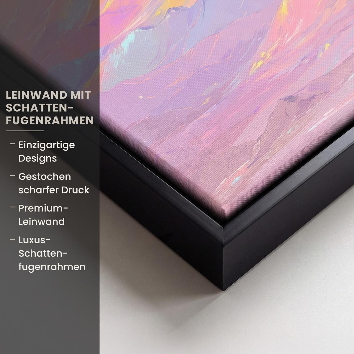 LEINWAND Bilder mit Rahmen - Berggipfel - Wolken - Verträumt - 20x30 - Hellrosa, Textil (20/30cm) - MuchoWow