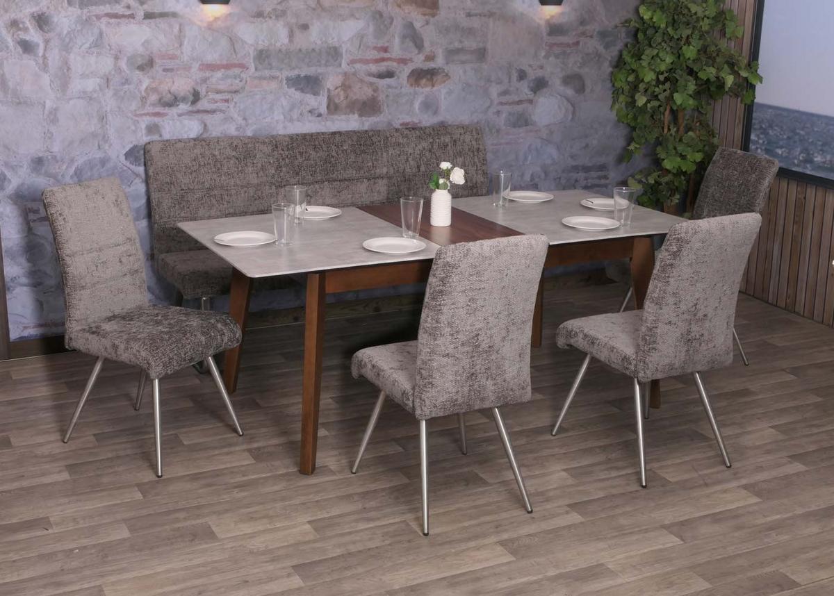 ESSZIMMER-SET Grau 5er-Set - Grau, Textil (180/99/65cm) - MCW