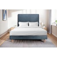LATTENROST – Bouclé-Stoff– Bausatz zur Selbstmontage - 180x200 cm - Blau/Beige, Karton/Holz (180/200cm) - Sommeil de Plomb
