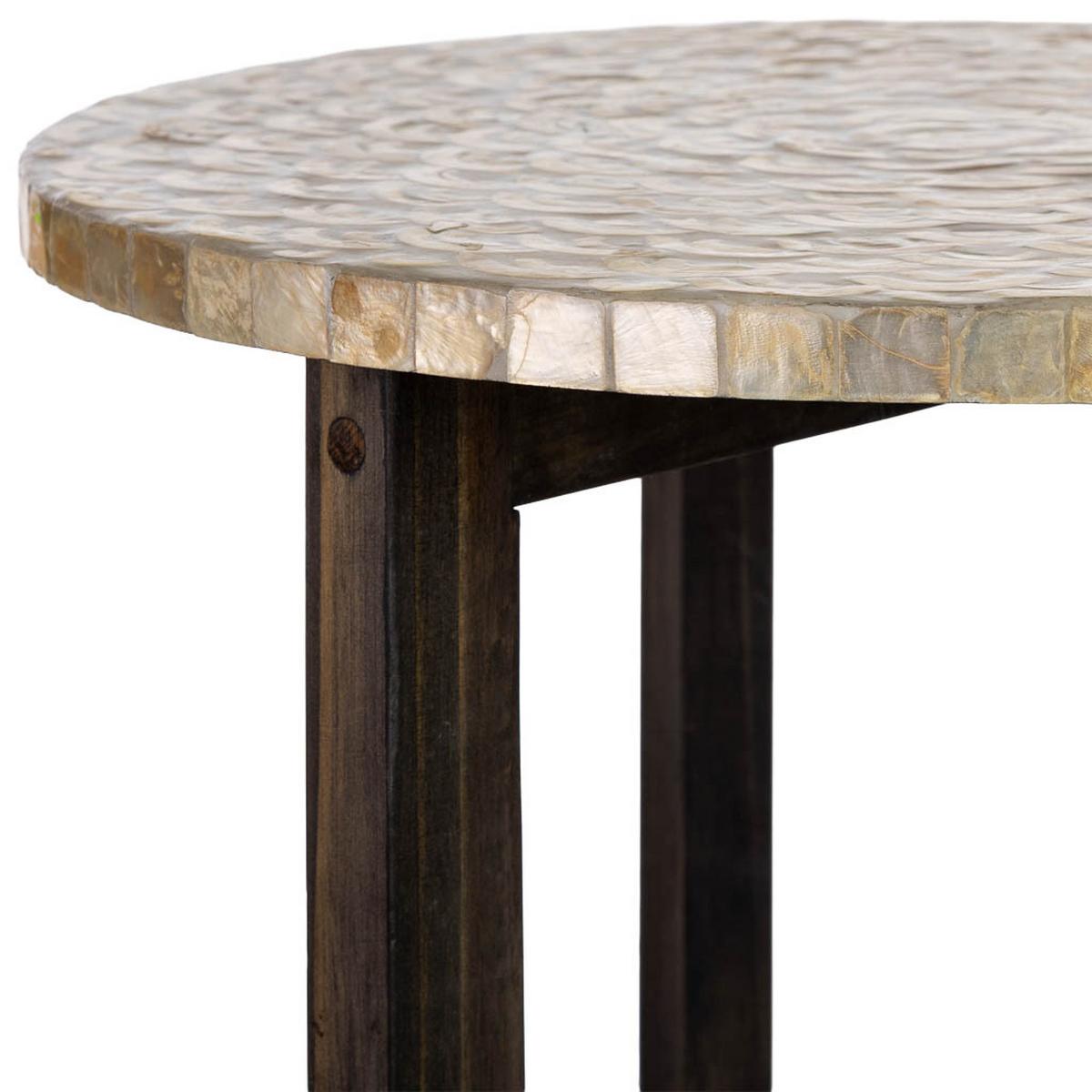 TISCH aus Holz und Capiz, beige, 40x45cm - Grau, Holz (40/40/45cm) - Wanderlust