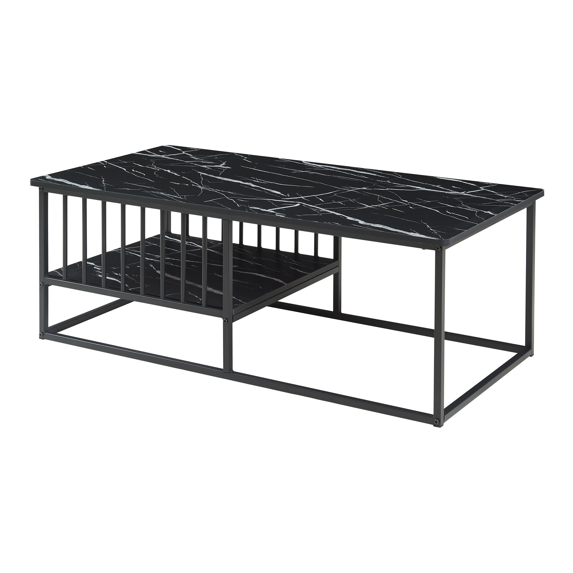 COUCHTISCH Raukurg 120/60/44 cm - Schwarz, Holzwerkstoff/Metall (60/120/44cm) - [en.casa]
