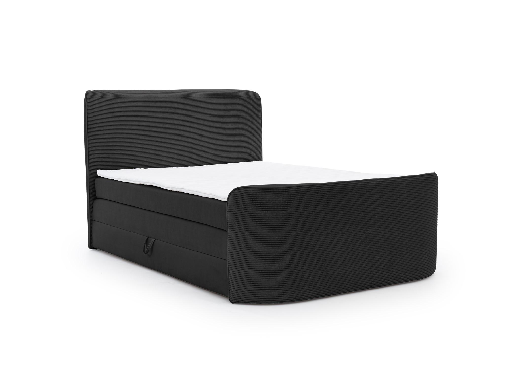 BOXSPRINGBETT Body In Stoff Paros - Schwarz, Holzwerkstoff/Textil (200/200cm) - Fun Möbel