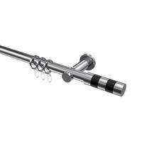 GARDINENSTANGE Platon Mavell 360 cm (geteilt in 2 x 180 cm), 1-läufig, 20 mm Ø Chrom - Chromfarben/Schwarz, Metall (360cm) - INTERDECO
