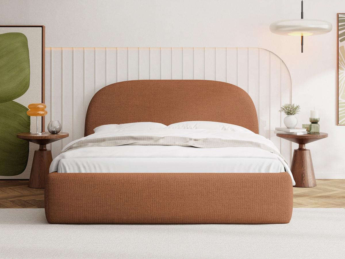POLSTERBETT Puro mit Bettkasten & Metall-Lattenrost in Orange Chenille 180x200 cm - Birkefarben/Schwarz, Kunststoff/Textil (180/200cm) - WFL GROUP