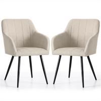POLSTERSTUHL 2er Set, Metallbeine Beige, Schwarz 54/82/58 - Beige/Schwarz, Textil (54/82/51cm) - RAUMHIRSCH FURNITURE