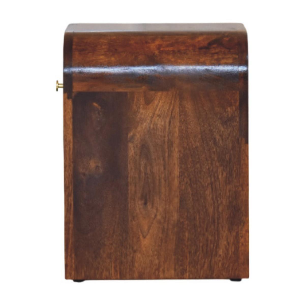DARCY Nachttisch mit abgerundeten Kanten, 1 Schublade, Braun - Messingfarben/Braun, Mangoholz/Holz (30/40/30cm) - Artisan Furniture