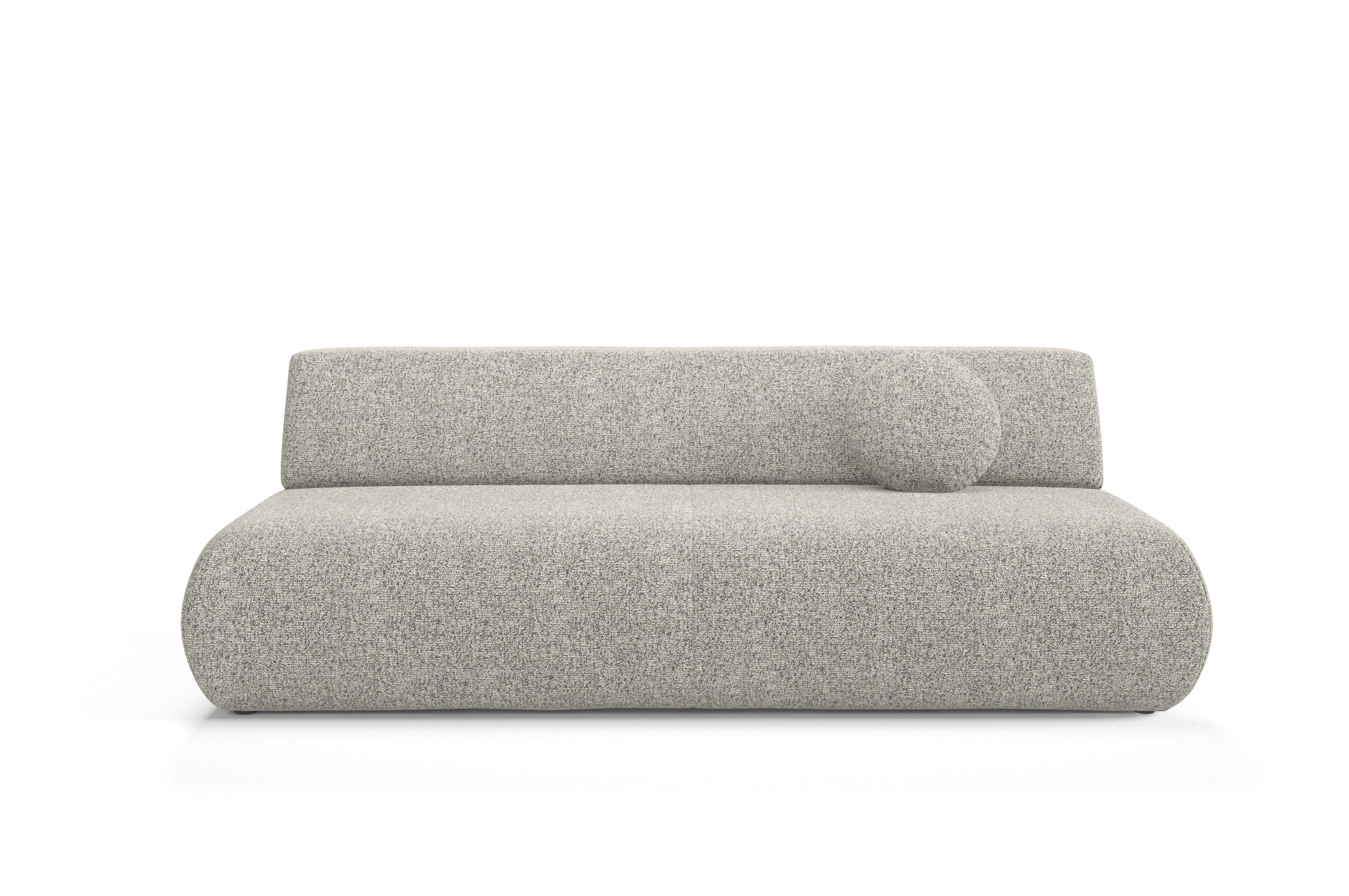 BETTSOFA DELTA Hellgrau Geflochtener Stoff mit Schlaffunktion - Hellgrau, Holz (214/74/100cm) - MASSENO