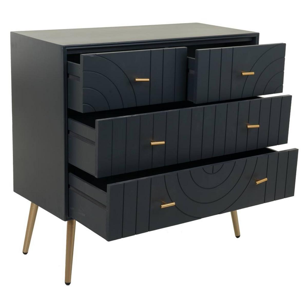 KOMMODE aus Holz und Metall, Schwarz 80x37x78 - Grau, Holzwerkstoff (80/37/78cm) - Wanderlust