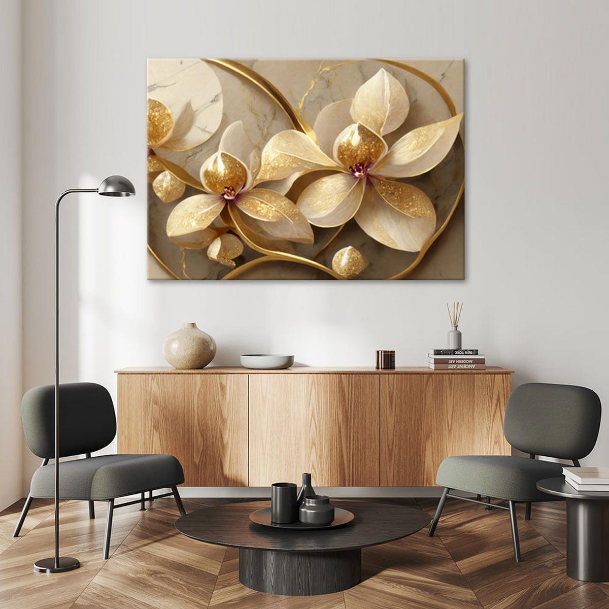 KUNSTDRUCK Gold 90/60 cm - Goldfarben, Textil (90/60cm) - KUNSTLOFT