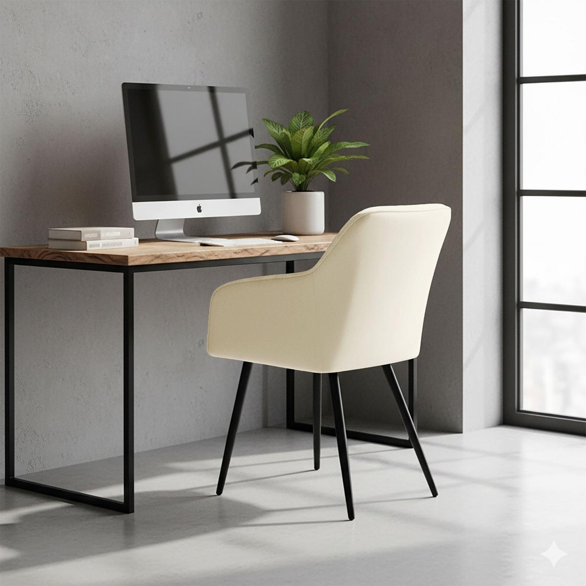 POLSTERSTUHL 2er Set, Metallbeine Graphit 54,5/82,5/58 - Creme, Textil (55/83/50cm) - RAUMHIRSCH FURNITURE