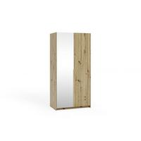 DREHTÜRENSCHRANK THALIA 100/204/58cm 2-türig mit Spiegel Eiche Artisan - Eiche Artisan, Holzwerkstoff (100/204/58cm) - MASSENO