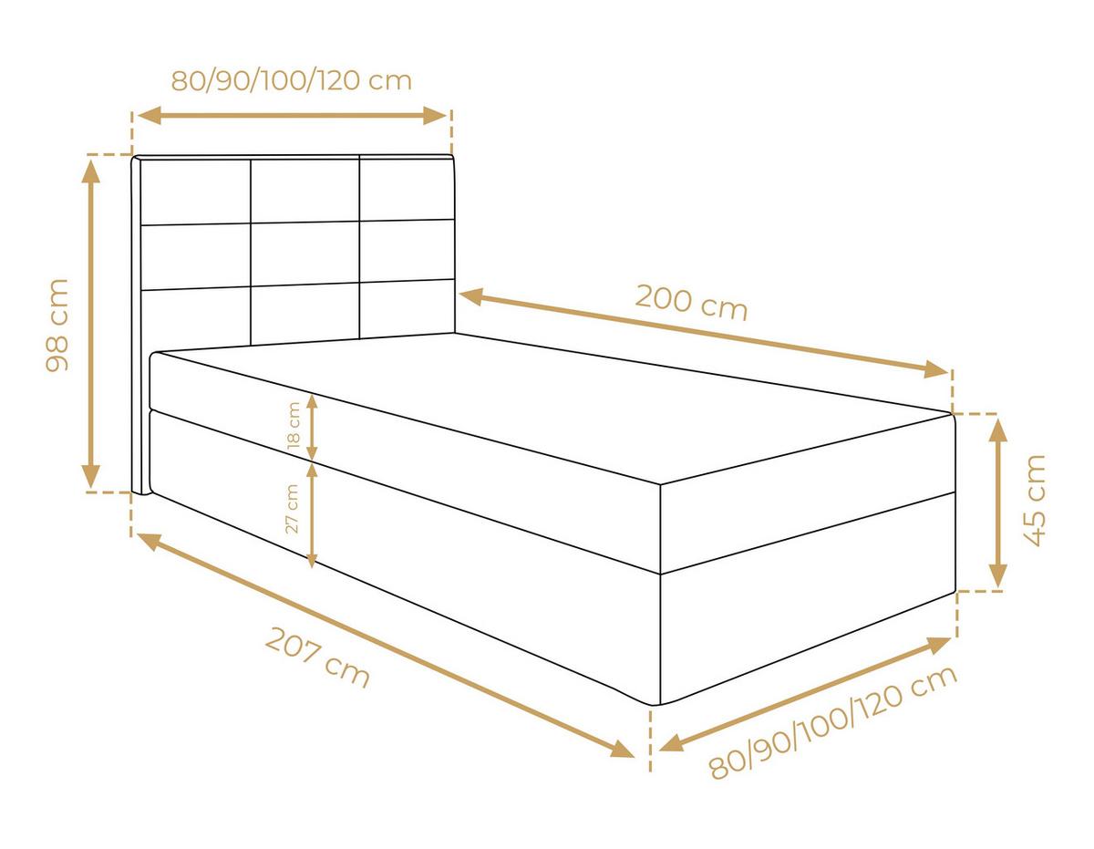 BOXBETT GECETENI 100x200 cm mit Bettkasten und Matratze - Beige + TOPPER - Beige/Schwarz, Holz/Holzwerkstoff (100/200cm) - AX Living