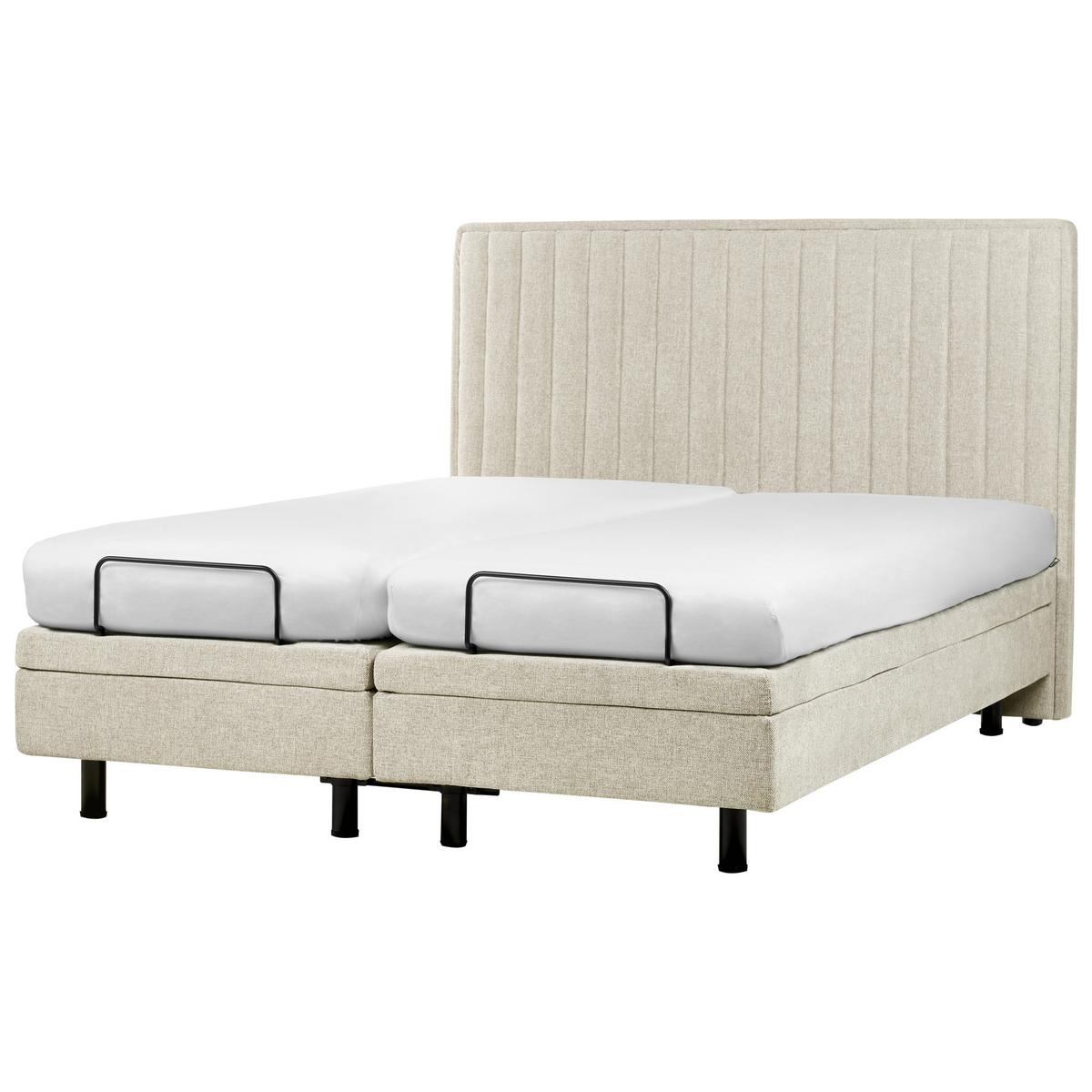 BETT 160/200 cm Beige Duke II - Beige/Schwarz, Textil (160/200cm) - Beliani