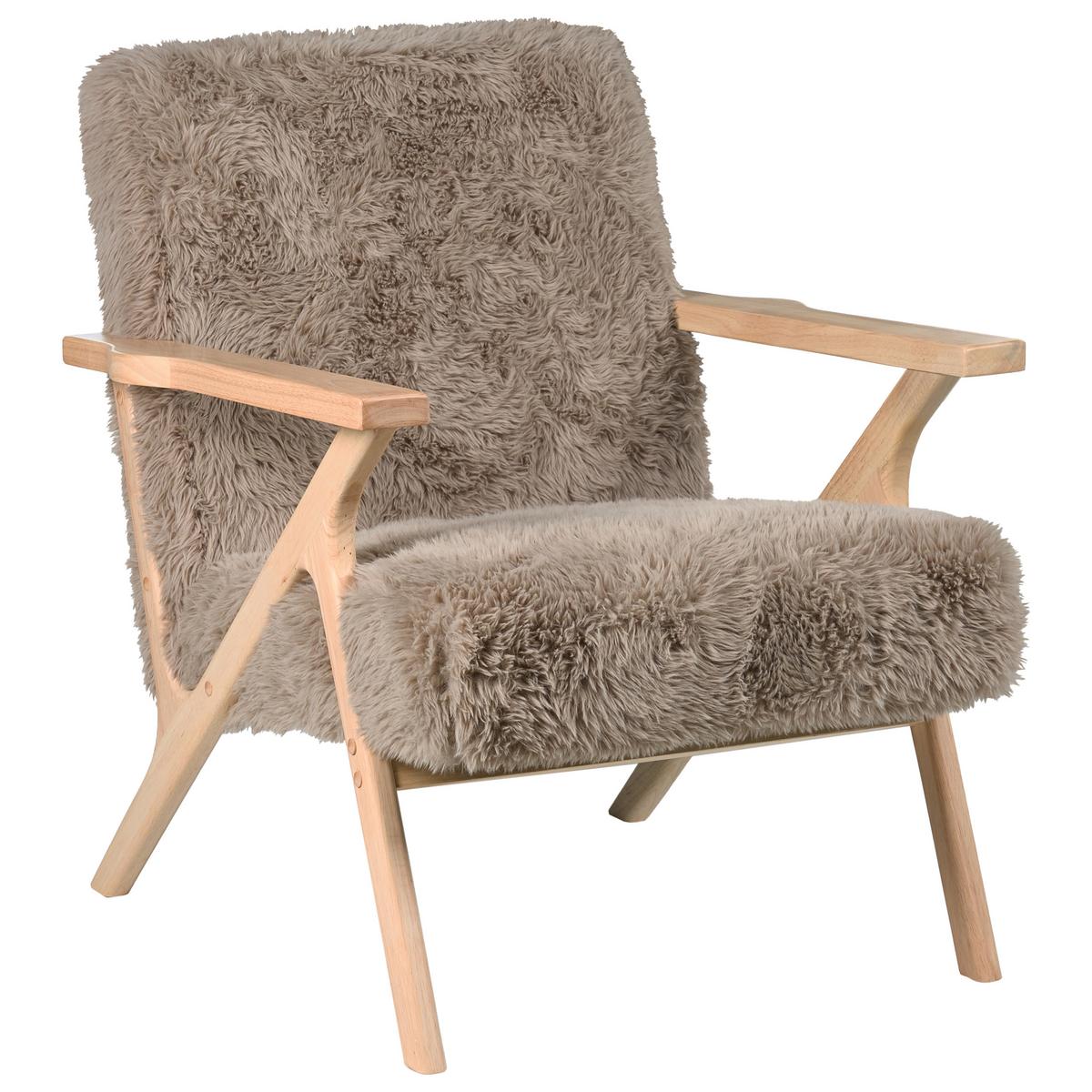 SESSEL Taupe Kisa - Taupe/Braun, Kunststoff (74/84/80cm) - Beliani