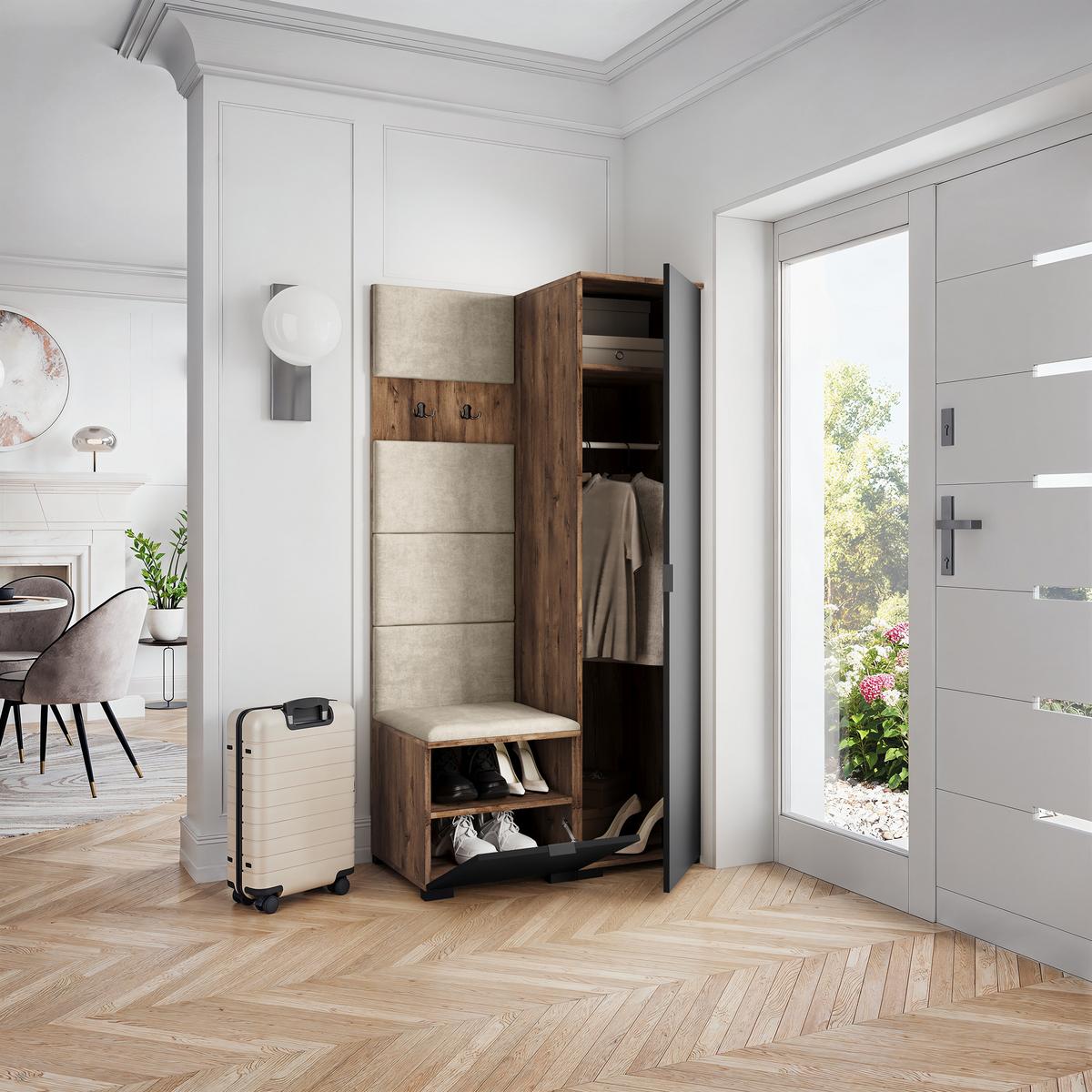 GARDEROBENSCHRANK LORI 95/181/51 cm Modern Eichefarben - Eichefarben/Beige, Holzwerkstoff (95/181/51cm) - MASSENO