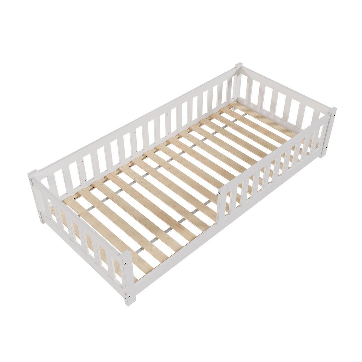 KINDERBETT Naya weiß mit Matratze 90x200 cm - Weiß, Holz (90/200cm) - Juskys